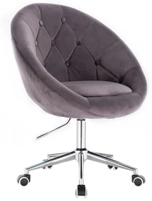 LuxuryForm DESIGN Kreslo VERA VELUR na striebornej podstave s kolieskami - tmavo šedé