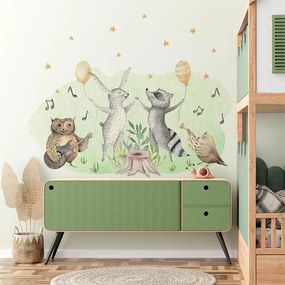 Gario Detská nálepka na stenu Forest team - zvieracia kapela a tanec Rozmery: 95 x 65 cm