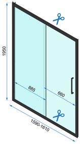 Rea Rapid Slide Wall, 3-stenný sprchovací kút s posuvnými dverami 110 (dvere) x 80 (stena) x 195 cm, 6mm číre sklo, čierny profil, KPL-09877