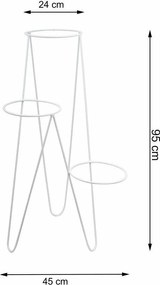 STOJAN NA KVETINÁČ TRIPOD 95X45X24 CM BIELA