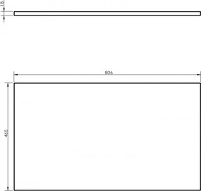 Mexen Uni, pracovná doska 80 cm, biela lesklá, 91AXX-0804-464-18-00