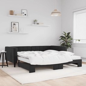Rozkladacia denná posteľ s matracmi čierna 100x200 cm zamat 3196726