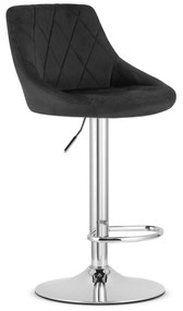 Barová stolička KAST zamat – čierna/chróm