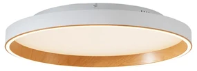 Dizajnové stropné svietidlo biele s drevom 60 cm vrátane LED 3-stupňového spínača - Ingo