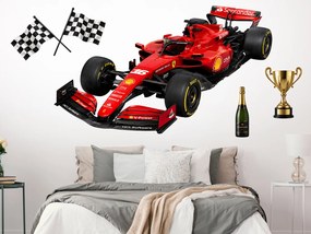 Červená formula F1 textilní prelepiteľná nálepka na stenu hárok 75 x 44 cm