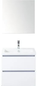 Kúpeľňový nábytkový set Vogue 60 cm s keramickým umývadlom a zrkadlovou skrinkou biela vysoko lesklá