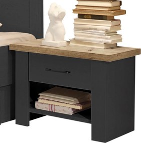 Posteľ s nočnými stolíkmi Locarno 180x200 cm, grafit/dub artisan