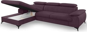 Rohová sedacia súprava Scala, hroznová ružovo-fialová látka, ľavý roh