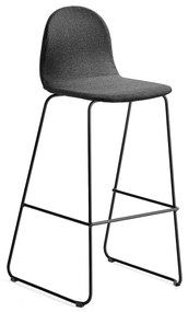 Barová stolička GANDER, s klzákmi, výška sedu 790 mm, čalúnená, čierna
