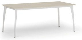 Rokovací kancelársky stôl PRIMO OMEGA, 180x90 cm, biela podnož, breza