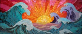 Obraz - Mozaika vĺn (120x50 cm)