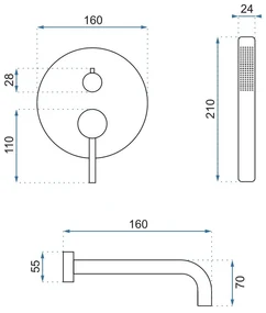 Rea Lungo, podomietková vaňová súprava + box P6300 - komplet sada, zlatá, REA-P4563