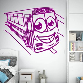 Veselá Stena Samolepka School bus Farba: fialová, Veľkosť: 100 x 77 cm