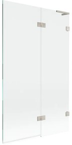 Mexen Lunar L, 2-krídlová vaňová zástena pravá 110 x 150 cm, číre sklo, brúsená oceľ, 897L-110-100-97-00-P