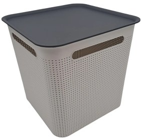 Úložný box s rúčkami BRISEN 18l, 29x29x29 cm, biely S vekom / Bez veka: Bez veka