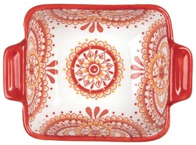 Hranatá miska s červeným vzorom Mibbo - 11 * 8 * 4 cm / 75 ml