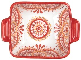 Hranatá miska s červeným vzorom Mibbo - 11 * 8 * 4 cm / 75 ml