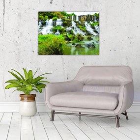 Sklenený obraz - vodopády (70x50 cm)