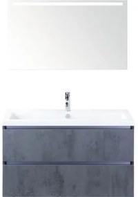 Kúpeľňový nábytkový set Vogue 100 cm s keramickým umývadlom a zrkadlom s LED osvetlením betón antracitovo sivá
