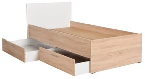 Jednolôžková posteľ 90 cm Vobima 2 (dub sonoma + biela) (s roštom) (s úlož. priestorom). Vlastná spoľahlivá doprava až k Vám domov. 1094834