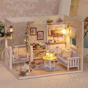 KIK Retro model dreveného domčeka pre bábiky DIY 3013
