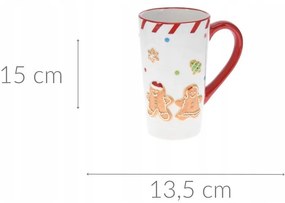 Keramický hrnček Lissa 15 cm biely/červený
