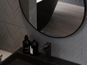 Mexen Loft okrúhle kúpeľňové zrkadlo 80 cm, čierny rám - 9850-080-080-000-70