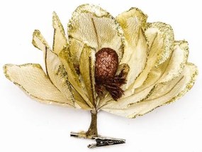 DECOLED Umělá květina se svorkou, krémová, 20 cm