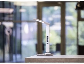 Immax 08934L - LED Stolná lampa s displejom KINGFISHER LED/9W/230V biela