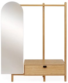 Predsieňová stena z dubového dreva so zrkadlom Woodman Tripod