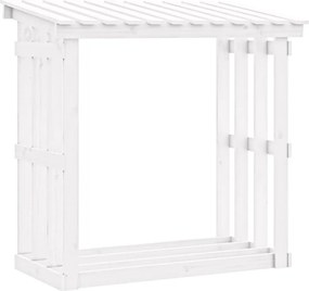vidaXL Stojan na palivové drevo biely 108x64,5x109 cm masívna borovica