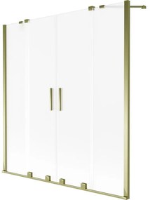 Mexen Velar Duo, 2-krídlová vaňová zástena s posuvnými dverami 160 x 150 cm, námraza, zlatý lesklý profil, 896-160-000-32-50