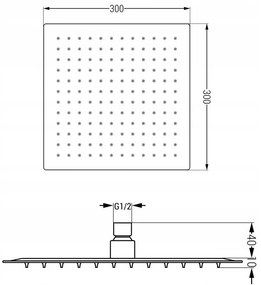 Mexen CUBE, podomietkové rameno 40cm + sprchová hlavica 30x30cm, čierna, 79112-70+79130-70