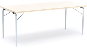 Skladací stôl NICKE, 1800x800x720 mm, laminát - breza, strieborná
