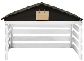 Garáž na robotickú kosačku čierno-biela 78x74x54 cm jedľové drevo