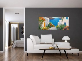 Obraz - Grécka ulička (120x50 cm)