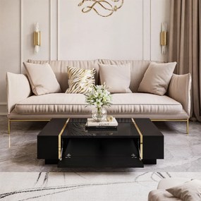 KONFERENČNÝ STOLÍK SANTINO ČIERNY VYSOKÝ LESK / ZLATÝ