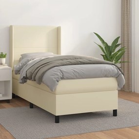 Boxspring posteľ s matracom krémová 100x200 cm umelá koža 3132365
