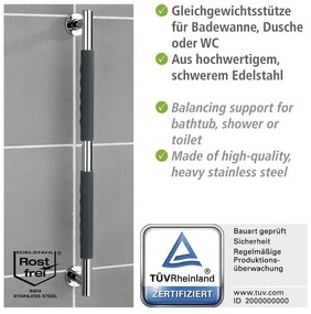 Nástenné madlo do kúpeľne z nehrdzavejúcej ocele Secura – Wenko