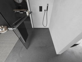 Mexen Kioto+, sprchová zástena Walk-In s poličkou a vešiakom 70 x 200 cm, 8mm číre sklo, grafitový profil, 800-070-121-95-00