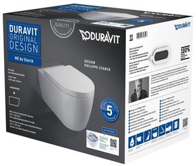 DURAVIT ME by Starck závesné WC Rimless s hlbokým splachovaním, 370 x 570 mm, biela, s povrchom WonderGliss + sedátko so sklápacou automatikou (SoftClose), 45290900A11