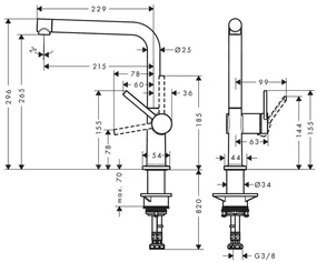 Hansgrohe M54, drezová batéria Talis, kartáčovaný čierny chróm, HAN-72840340