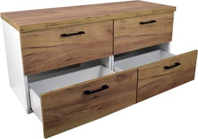 Comodo Kúpeľňová skrinka pod doskové umývadlo Agria NEW W 120-HD - biela/zlatý dub