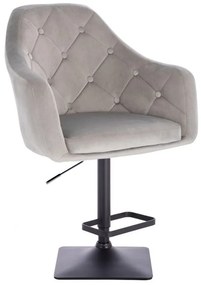 LuxuryForm DESIGN Barová stolička ANDORA VELUR na čierne podstave - svetlo šedá