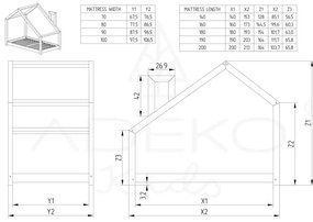 Domčeková posteľ z borovicového dreva Adeko Mila DMS, 120 × 200 cm
