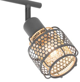 Dizajnové stropné svietidlo čierne so zlatom 2-svetlo - Noud