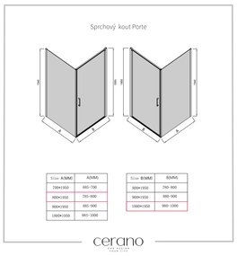 Cerano Porte, 1-krídlový sprchovací kút 100x80 cm, 8mm číre sklo, chrómový profil, CER-CER-413516