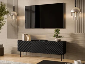 TV stolík/skrinka Gretzo 165 3D, Farby: čierna