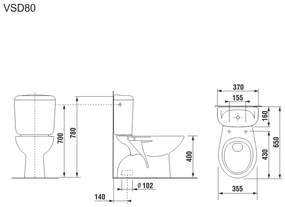 Mereo Mereo, WC kombi, spodný odpad s armatúrou, MER-VSD80 (H8602770007871)