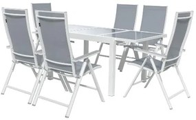 Livarno home Hliníkový záhradný rozkladací stôl Houston + Hliníkové kreslo Houston s vysokým operadlom, 6 kusov  (800008266)